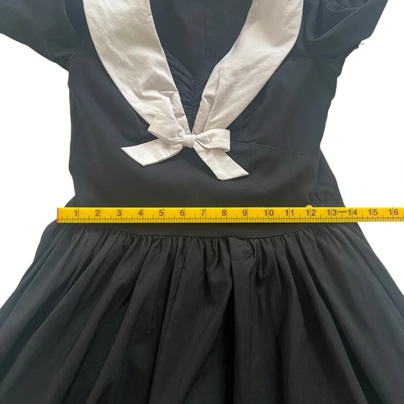 Unique Vintage Deadstock 1950’s Pinup Sailor Dress Black White Size Medium - Picture 10 of 12